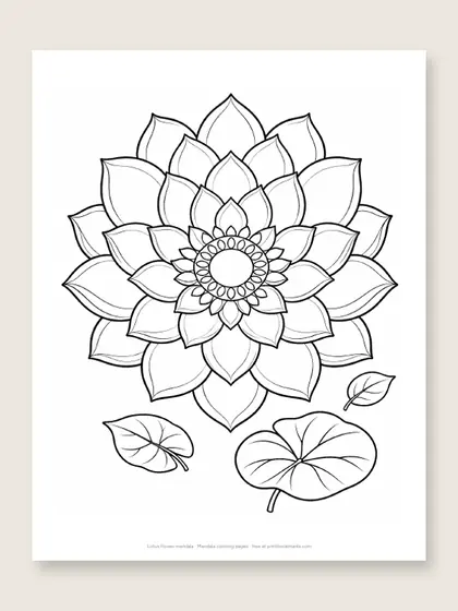 Lotus flower mandala: mandala coloring page