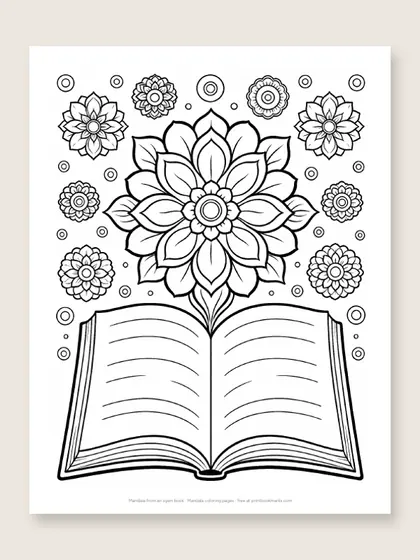 Mandala from an open book: mandala coloring page