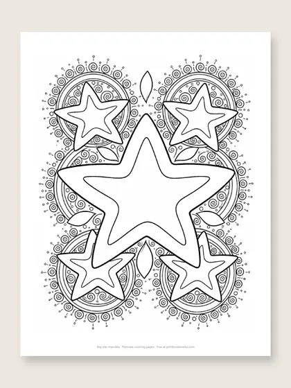 Big star mandala: mandala coloring page