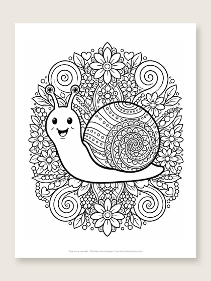 Snail spiral mandala: mandala coloring page