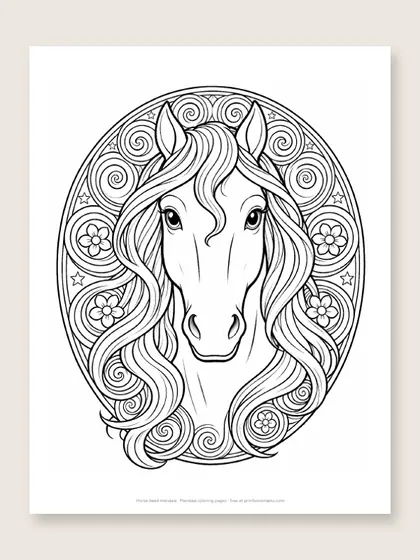 Horse head mandala: mandala coloring page