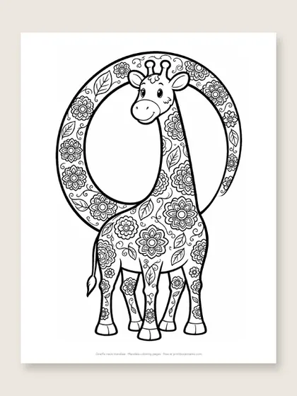 Giraffe neck mandala: mandala coloring page