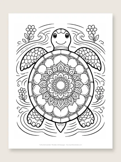 Turtle shell mandala: mandala coloring page