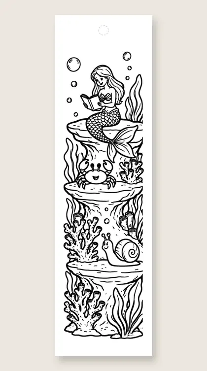 Reading to the reef friends: coloring bookmark