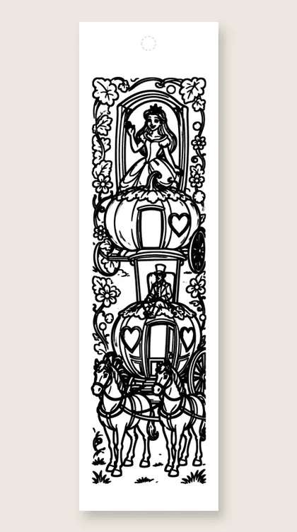 Pumpkin carriage ride: princess coloring bookmark