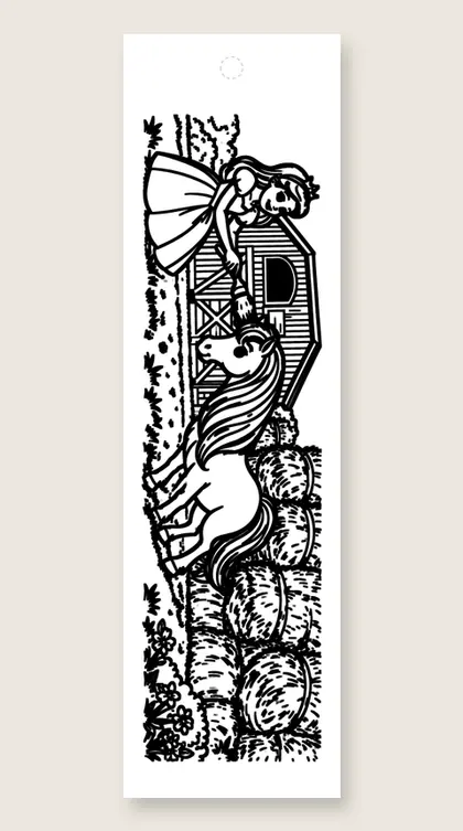 Brushing the royal pony: princess coloring bookmark