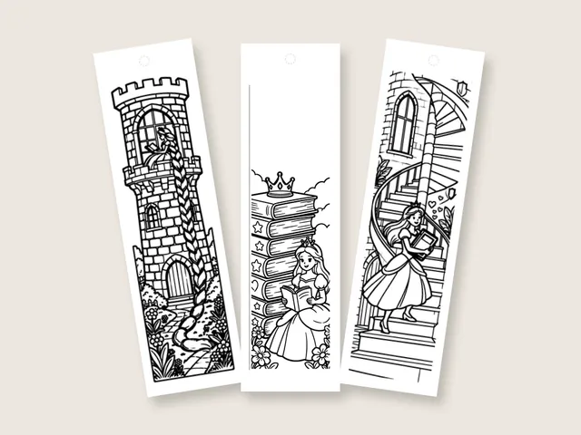 Princess coloring bookmarks and coloring pages