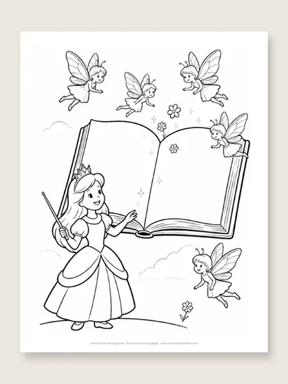 Fairies from the big book: princess coloring page