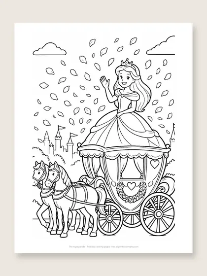 The royal parade: princess coloring page