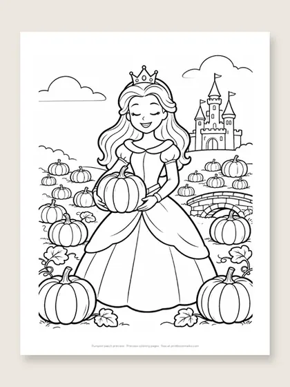 Pumpkin patch princess: princess coloring page