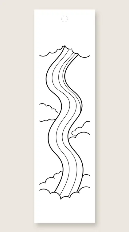 Rainbow ribbon down the strip: coloring bookmark