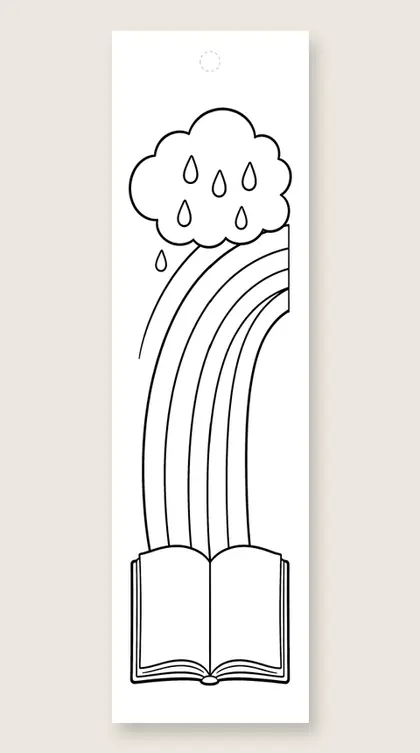 Rainbow from a storybook: coloring bookmark