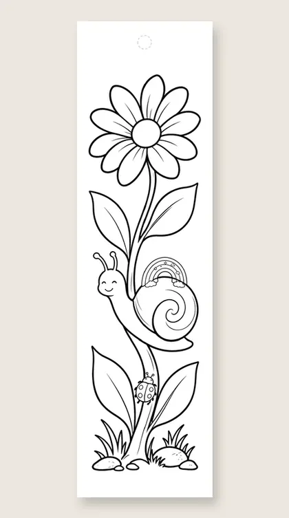 Snail with a rainbow shell: rainbow coloring bookmark