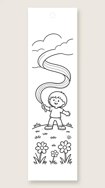 Rainbow streamer twirl: rainbow coloring bookmark