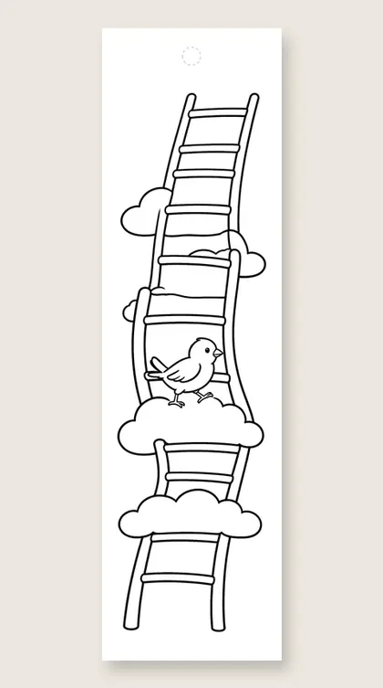 Cloud ladder rainbow: rainbow coloring bookmark