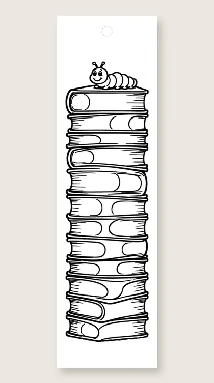 Rainbow book tower: rainbow coloring bookmark