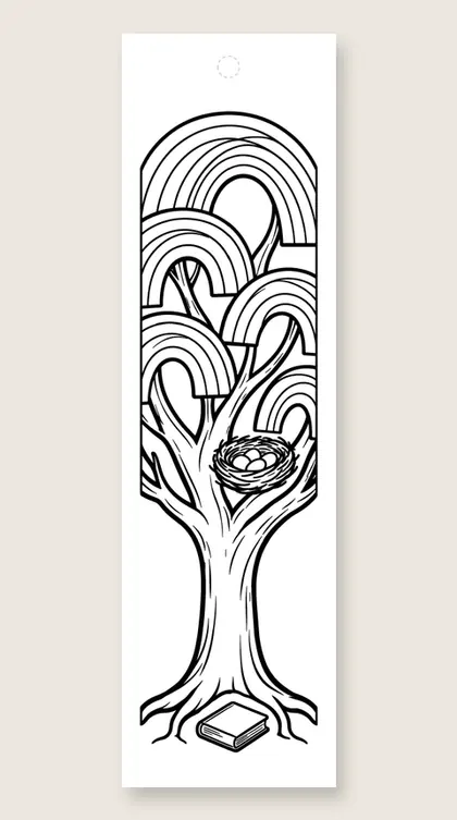 Tree of rainbow arches: rainbow coloring bookmark