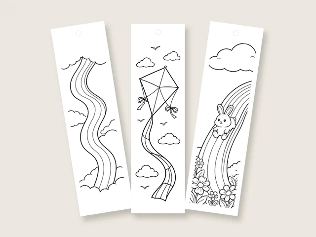 Rainbow coloring bookmarks and coloring pages