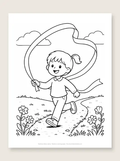 Rainbow ribbon dance: rainbow coloring page
