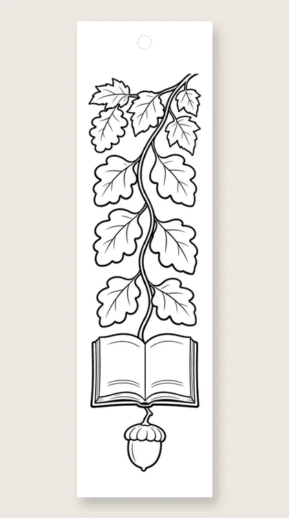 Garland and book: Thanksgiving coloring bookmark