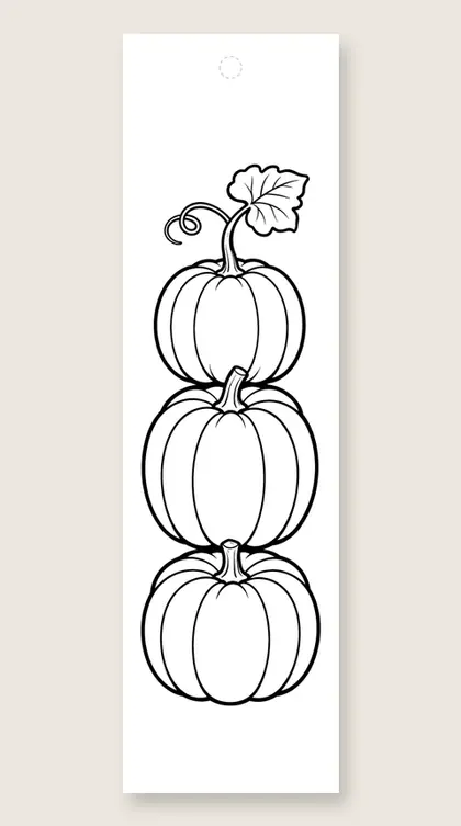 Three stacked pumpkins: Thanksgiving coloring bookmark
