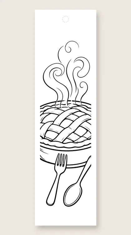 Lattice crust pie: Thanksgiving coloring bookmark