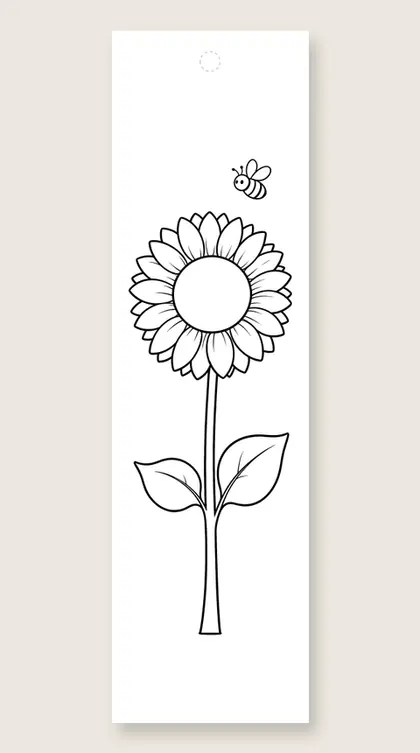One very tall sunflower: Thanksgiving coloring bookmark
