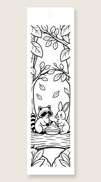 Sharing a slice of pie: Thanksgiving coloring bookmark