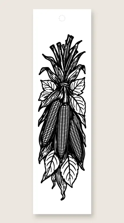 Hanging dried corn: Thanksgiving coloring bookmark