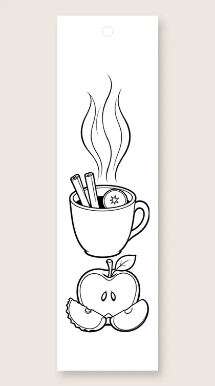 Apple cider mug: Thanksgiving coloring bookmark