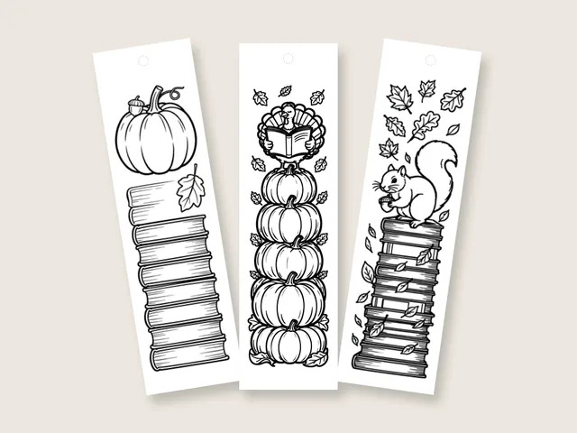 Thanksgiving coloring bookmarks and coloring pages