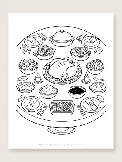 Table from above: Thanksgiving coloring page