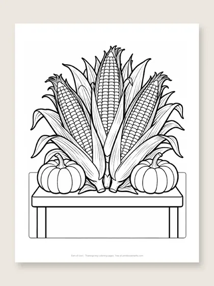 Ears of corn: Thanksgiving coloring page
