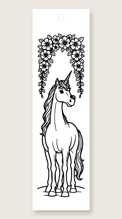 Flower crown unicorn: unicorn coloring bookmark