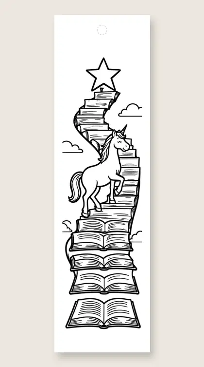 Book staircase to the stars: coloring bookmark