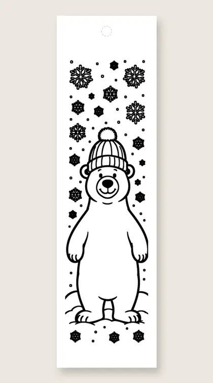Standing polar bear: winter coloring bookmark