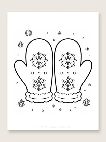 A pair of mittens: winter coloring page