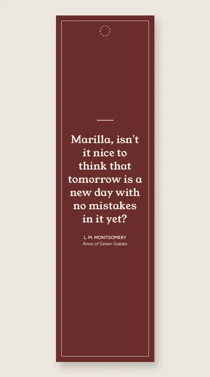 Bookmark with a quote from Anne of Green Gables