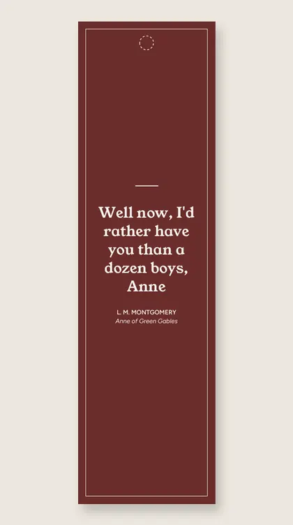 Bookmark with a quote from Anne of Green Gables