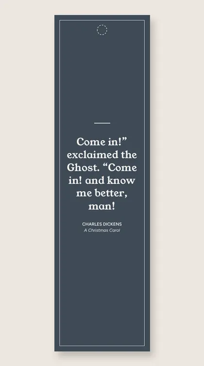 Bookmark with a quote from A Christmas Carol