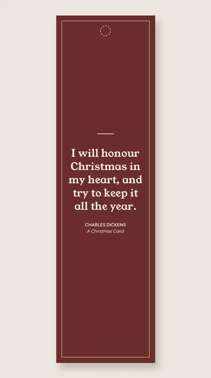 Bookmark with a quote from A Christmas Carol
