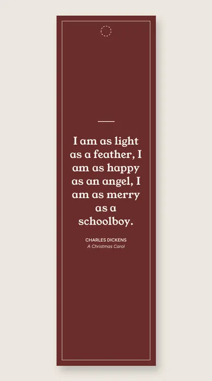 Bookmark with a quote from A Christmas Carol