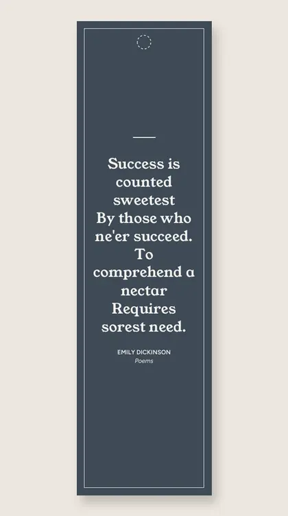 Bookmark with a quote from Poems