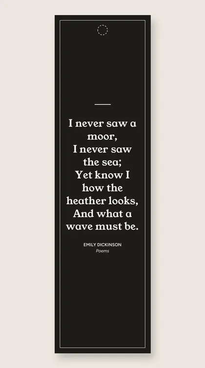 Bookmark with a quote from Poems