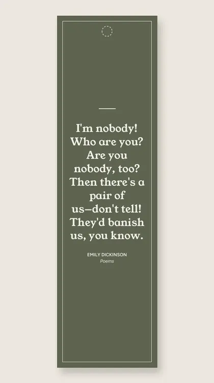 Bookmark with a quote from Poems