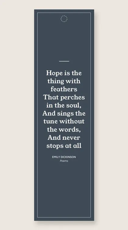 Bookmark with a quote from Poems