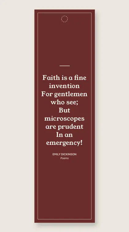Bookmark with a quote from Poems
