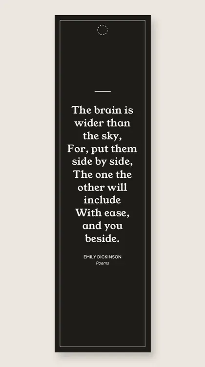 Bookmark with a quote from Poems