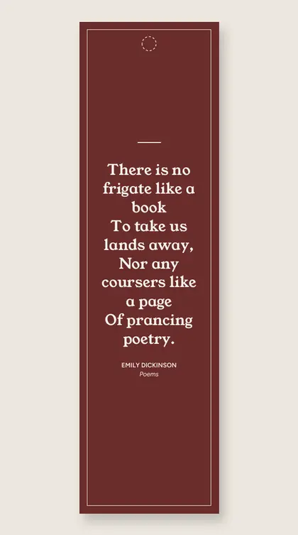 Bookmark with a quote from Poems