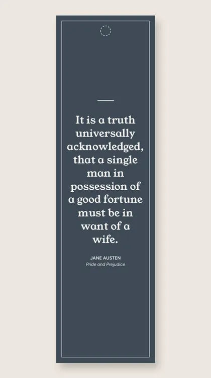 Bookmark with a quote from Pride and Prejudice